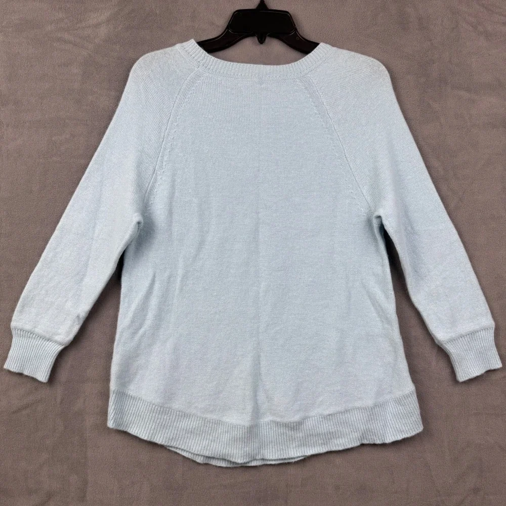 J. Crew Light‎ Blue Waffle Knit Merino Wool Blend Crew Neck Sweater Small